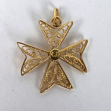 Load image into Gallery viewer, 18K Yellow Gold Maltese Cross Filigree Charm Pendant