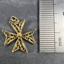 Load image into Gallery viewer, 18K Yellow Gold Maltese Cross Filigree Charm Pendant