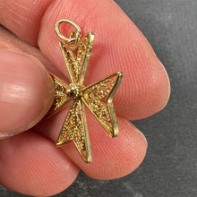 Load image into Gallery viewer, 18K Yellow Gold Maltese Cross Filigree Charm Pendant