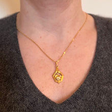 Load image into Gallery viewer, French Rose 18K Yellow Gold Pearl Charm Pendant