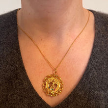 Load image into Gallery viewer, Large Vintage Cupid 14 Karat Yellow Gold Gem Set Charm Pendant