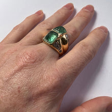 Load image into Gallery viewer, Carved Emerald Diamond 18K Yellow Gold Ring