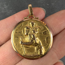 Load image into Gallery viewer, French Saint Christopher 18K Yellow Gold Charm Pendant