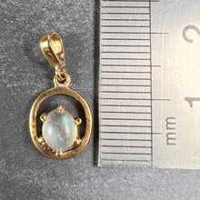 Load image into Gallery viewer, 18K Yellow Gold Rainbow Moonstone Labradorite Charm Pendant