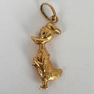 Cartoon Duck 18K Yellow Gold Charm Pendant