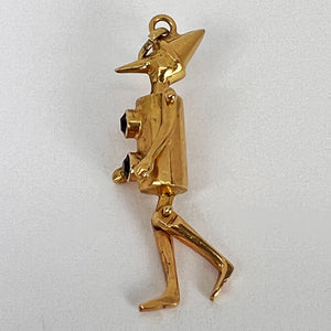 Wizard of Oz Tin Man Cartoon Character 18K Yellow Gold Charm Pendant