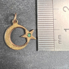 Load image into Gallery viewer, Moon and Star 18K Yellow Gold Turquoise Charm Pendant