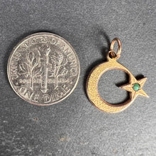 Load image into Gallery viewer, Moon and Star 18K Yellow Gold Turquoise Charm Pendant
