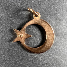 Load image into Gallery viewer, Moon and Star 18K Yellow Gold Turquoise Charm Pendant