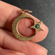 Load image into Gallery viewer, Moon and Star 18K Yellow Gold Turquoise Charm Pendant