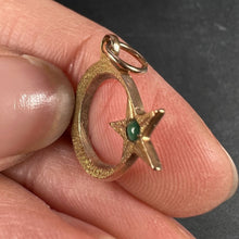Load image into Gallery viewer, Moon and Star 18K Yellow Gold Turquoise Charm Pendant