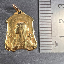 Load image into Gallery viewer, French Virgin Mary Lilies 18K Yellow Gold Medal Pendant