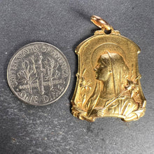 Load image into Gallery viewer, French Virgin Mary Lilies 18K Yellow Gold Medal Pendant