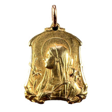 Load image into Gallery viewer, French Virgin Mary Lilies 18K Yellow Gold Medal Pendant