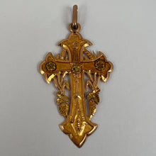 Load image into Gallery viewer, Antique French 18K Rose Gold Harvest Cross Pendant
