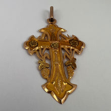 Load image into Gallery viewer, Antique French 18K Rose Gold Harvest Cross Pendant