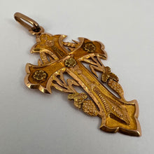 Load image into Gallery viewer, Antique French 18K Rose Gold Harvest Cross Pendant