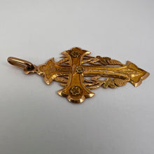 Load image into Gallery viewer, Antique French 18K Rose Gold Harvest Cross Pendant