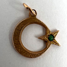 Load image into Gallery viewer, Moon and Star 18K Yellow Gold Turquoise Charm Pendant