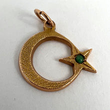 Load image into Gallery viewer, Moon and Star 18K Yellow Gold Turquoise Charm Pendant