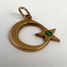 Load image into Gallery viewer, Moon and Star 18K Yellow Gold Turquoise Charm Pendant