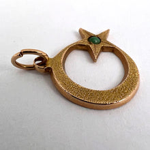 Load image into Gallery viewer, Moon and Star 18K Yellow Gold Turquoise Charm Pendant
