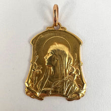 Load image into Gallery viewer, French Virgin Mary Lilies 18K Yellow Gold Medal Pendant