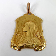 Load image into Gallery viewer, French Virgin Mary Lilies 18K Yellow Gold Medal Pendant