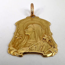 Load image into Gallery viewer, French Virgin Mary Lilies 18K Yellow Gold Medal Pendant