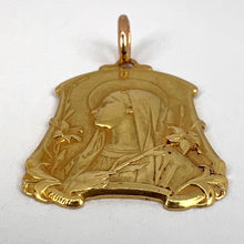 Load image into Gallery viewer, French Virgin Mary Lilies 18K Yellow Gold Medal Pendant