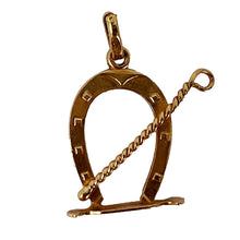 Load image into Gallery viewer, Lucky Horseshoe and Whip 18K Yellow Gold Charm Pendant