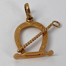 Load image into Gallery viewer, Lucky Horseshoe and Whip 18K Yellow Gold Charm Pendant