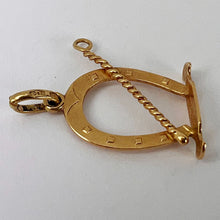 Load image into Gallery viewer, Lucky Horseshoe and Whip 18K Yellow Gold Charm Pendant
