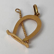 Load image into Gallery viewer, Lucky Horseshoe and Whip 18K Yellow Gold Charm Pendant
