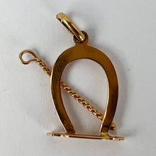 Load image into Gallery viewer, Lucky Horseshoe and Whip 18K Yellow Gold Charm Pendant