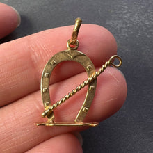 Load image into Gallery viewer, Lucky Horseshoe and Whip 18K Yellow Gold Charm Pendant