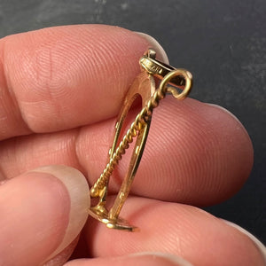 Lucky Horseshoe and Whip 18K Yellow Gold Charm Pendant