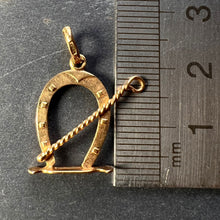 Load image into Gallery viewer, Lucky Horseshoe and Whip 18K Yellow Gold Charm Pendant