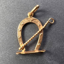 Load image into Gallery viewer, Lucky Horseshoe and Whip 18K Yellow Gold Charm Pendant
