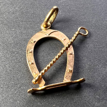 Load image into Gallery viewer, Lucky Horseshoe and Whip 18K Yellow Gold Charm Pendant