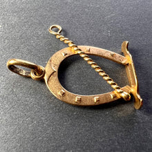 Load image into Gallery viewer, Lucky Horseshoe and Whip 18K Yellow Gold Charm Pendant