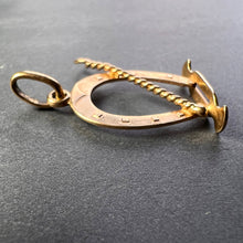 Load image into Gallery viewer, Lucky Horseshoe and Whip 18K Yellow Gold Charm Pendant
