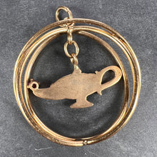 Load image into Gallery viewer, Vintage Large Genie Lamp 14K Yellow Gold Red Ruby Kinetic Charm Pendant