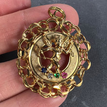 Load image into Gallery viewer, Large Vintage Cupid 14 Karat Yellow Gold Gem Set Charm Pendant