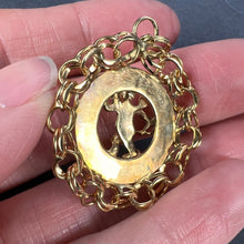 Load image into Gallery viewer, Large Vintage Cupid 14 Karat Yellow Gold Gem Set Charm Pendant