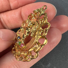 Load image into Gallery viewer, Large Vintage Cupid 14 Karat Yellow Gold Gem Set Charm Pendant
