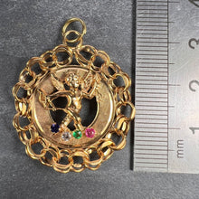 Load image into Gallery viewer, Large Vintage Cupid 14 Karat Yellow Gold Gem Set Charm Pendant