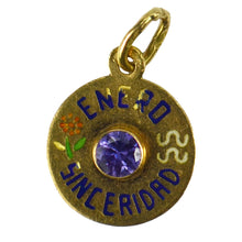 Load image into Gallery viewer, Mini January Sincerity 18K Yellow Gold Enamel Amethyst Aquarius Zodiac Birthstone Charm Pendant