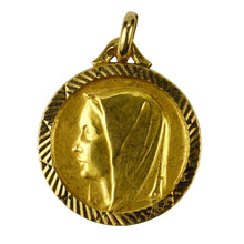 Load image into Gallery viewer, French 18K Yellow Gold Virgin Mary Charm Pendant Medal