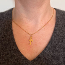 Load image into Gallery viewer, 18K Yellow Gold Ankh Charm Pendant